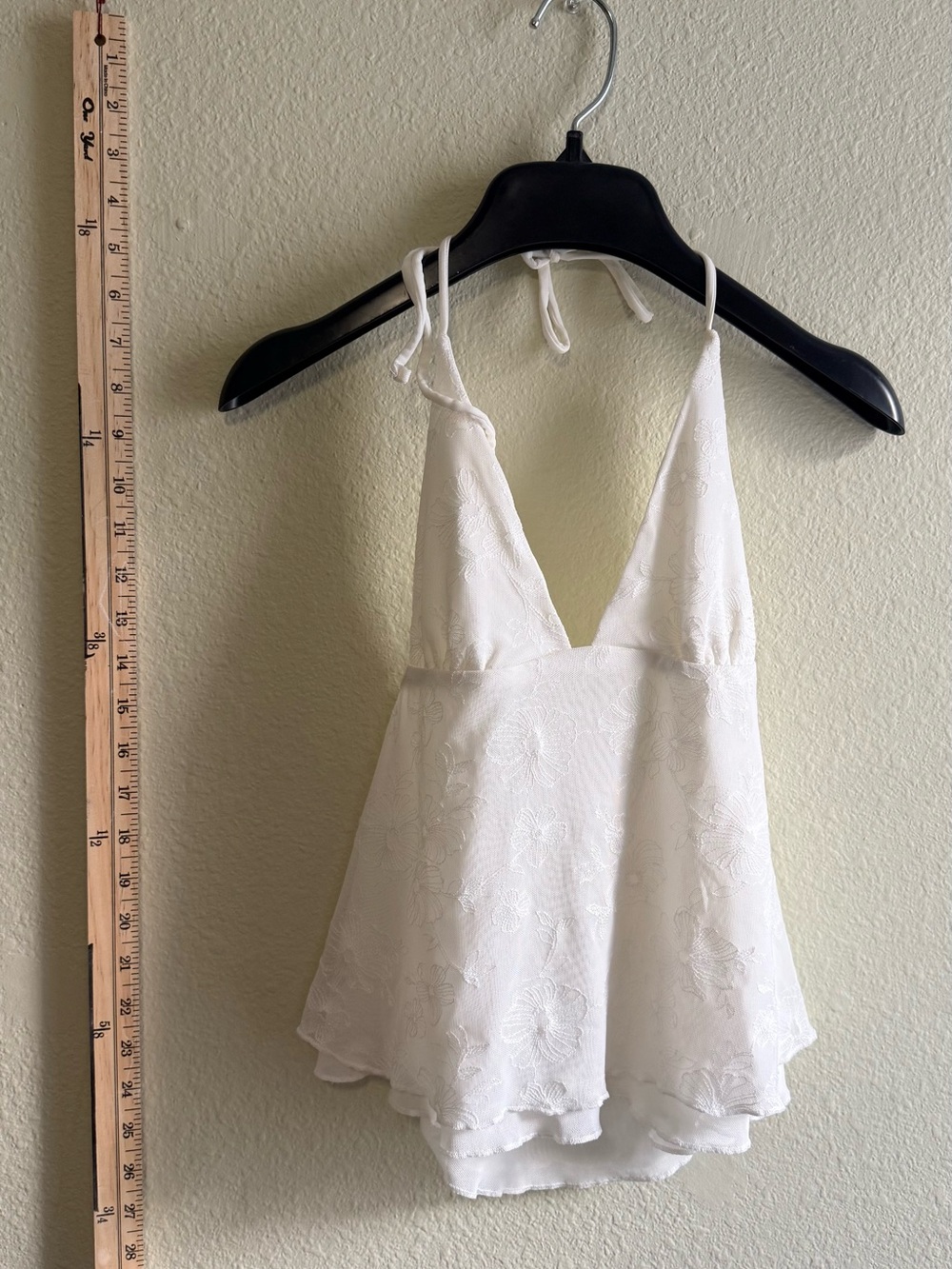 Garage White Embroidered Halter Cami